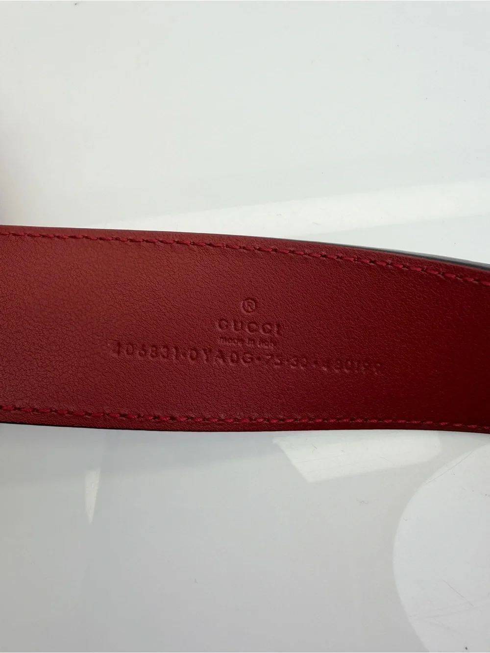 Authentic Gucci GG Marmont Wide Red Leather Belt Gold Buckle 406831 75/30